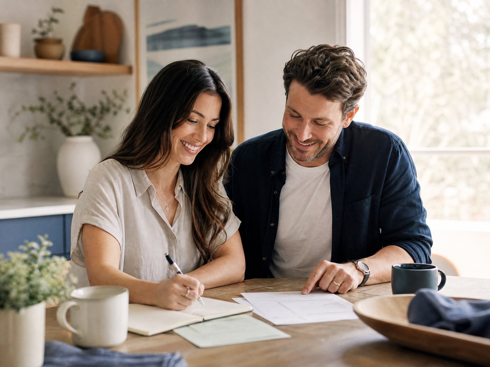 A couple planning their finances together